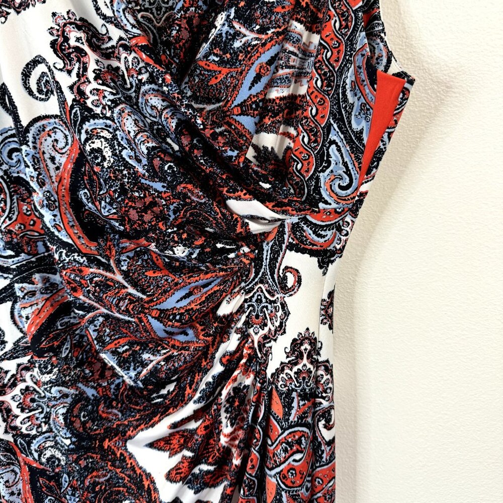 Kate & Mallory White Paisley-Print Midi Dress with Red, Blue and Black Accents - Picture 5 of 13